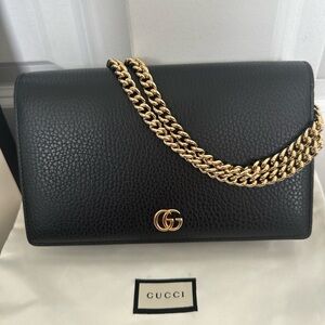 GUCCI - GG MARMONT LEATHER MINI CHAIN BAG WALLET